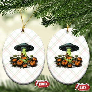 Funny Alien Halloween Pet Lover Gift Ceramic Ornament UFO Abduction Pumpkin Dachshund Dog