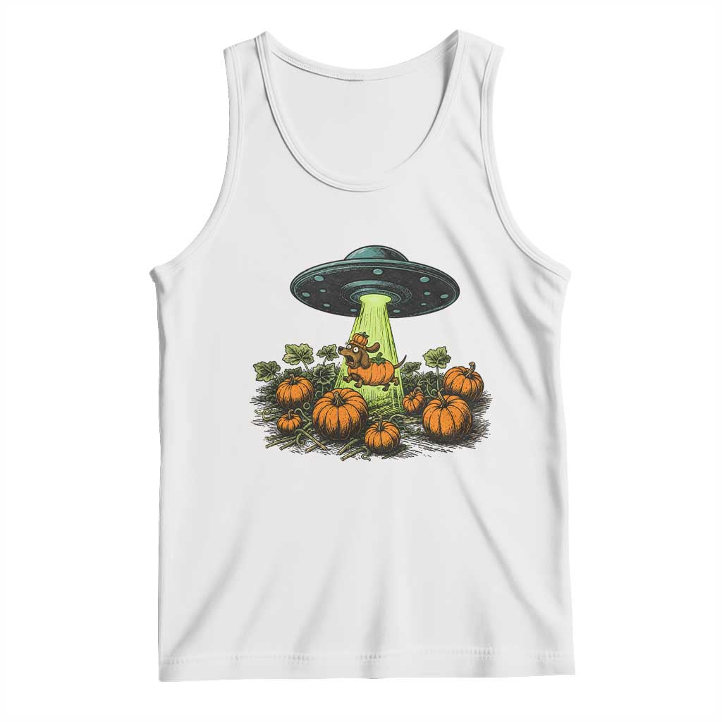 Funny Alien Halloween Pet Lover Gift Tank Top UFO Abduction Pumpkin Dachshund Dog