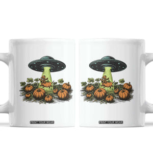Funny Alien Halloween Pet Lover Gift Coffee Mug UFO Abduction Pumpkin Dachshund Dog