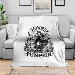 Howdy Pumpkin Gothic Western Cowgirl Throw Blanket Spooky Rodeo Halloween Gift