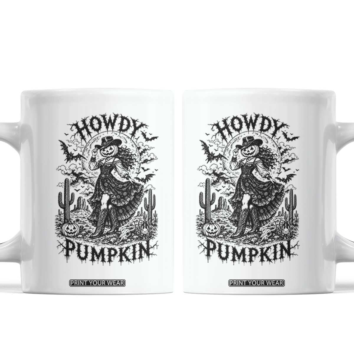 Howdy Pumpkin Gothic Western Cowgirl Coffee Mug Spooky Rodeo Halloween Gift