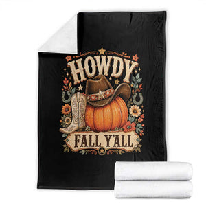 Howdy Pumpkin Fall Western Cowgirl Throw Blanket Thanksgiving Harvest Party Gift