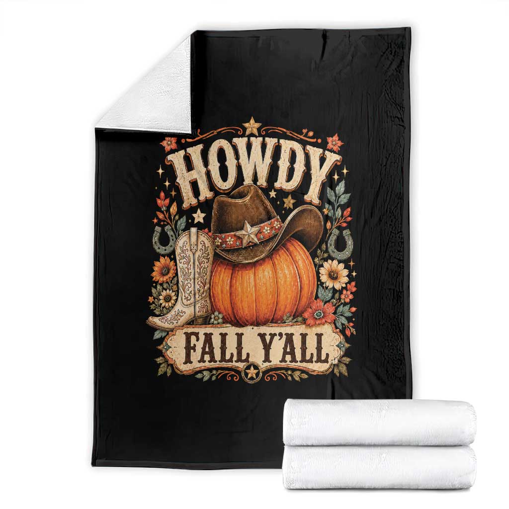 Howdy Pumpkin Fall Western Cowgirl Throw Blanket Thanksgiving Harvest Party Gift