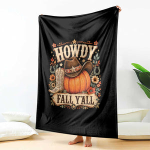 Howdy Pumpkin Fall Western Cowgirl Throw Blanket Thanksgiving Harvest Party Gift