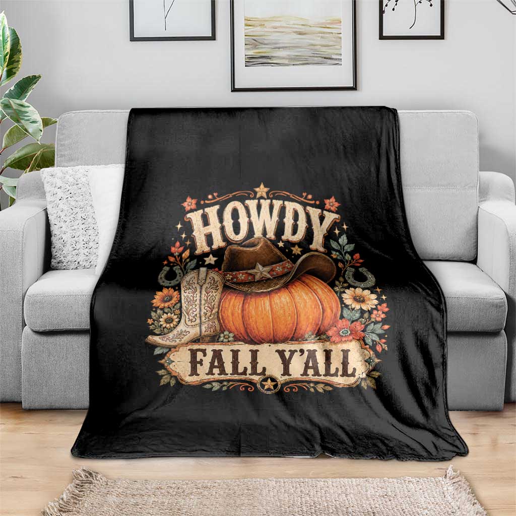 Howdy Pumpkin Fall Western Cowgirl Throw Blanket Thanksgiving Harvest Party Gift