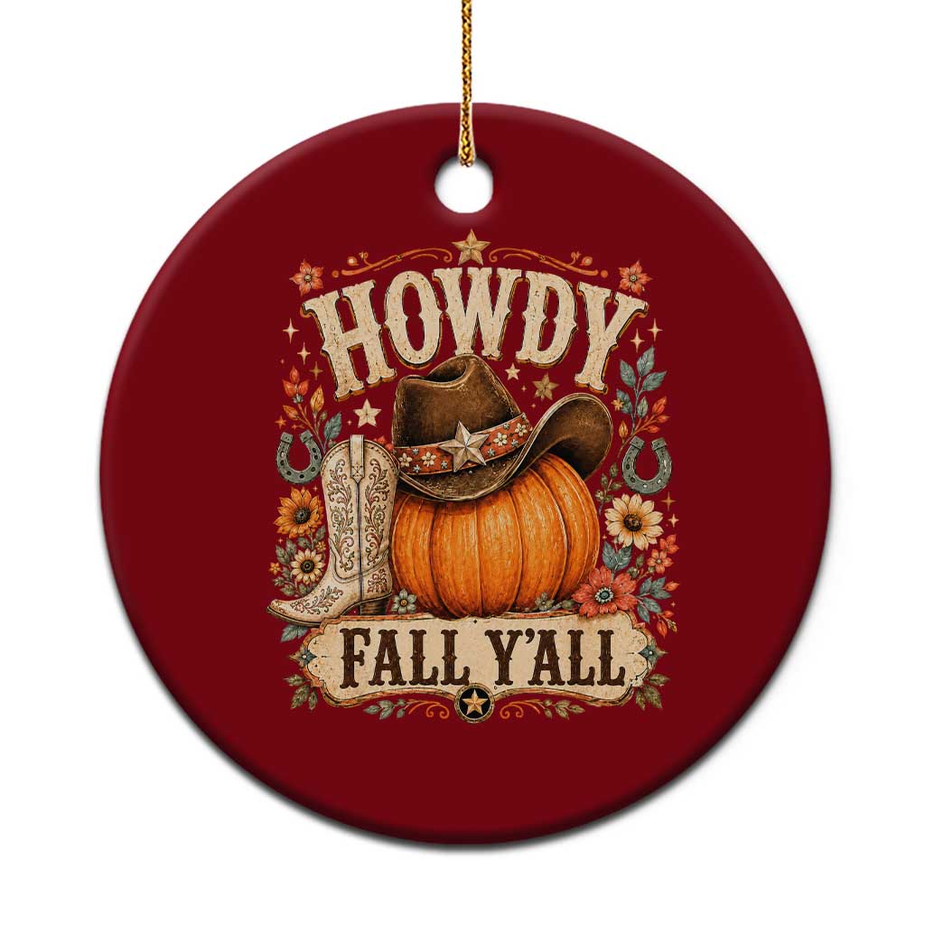 Howdy Pumpkin Fall Western Cowgirl Ceramic Ornament Thanksgiving Harvest Party Gift