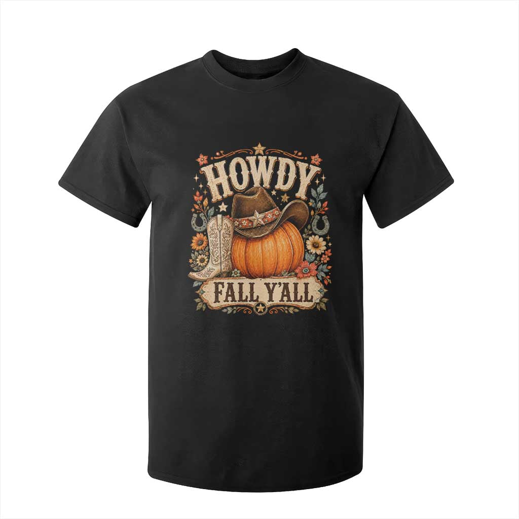 Howdy Pumpkin Fall Western Cowgirl T Shirt For Kid Thanksgiving Harvest Party Gift
