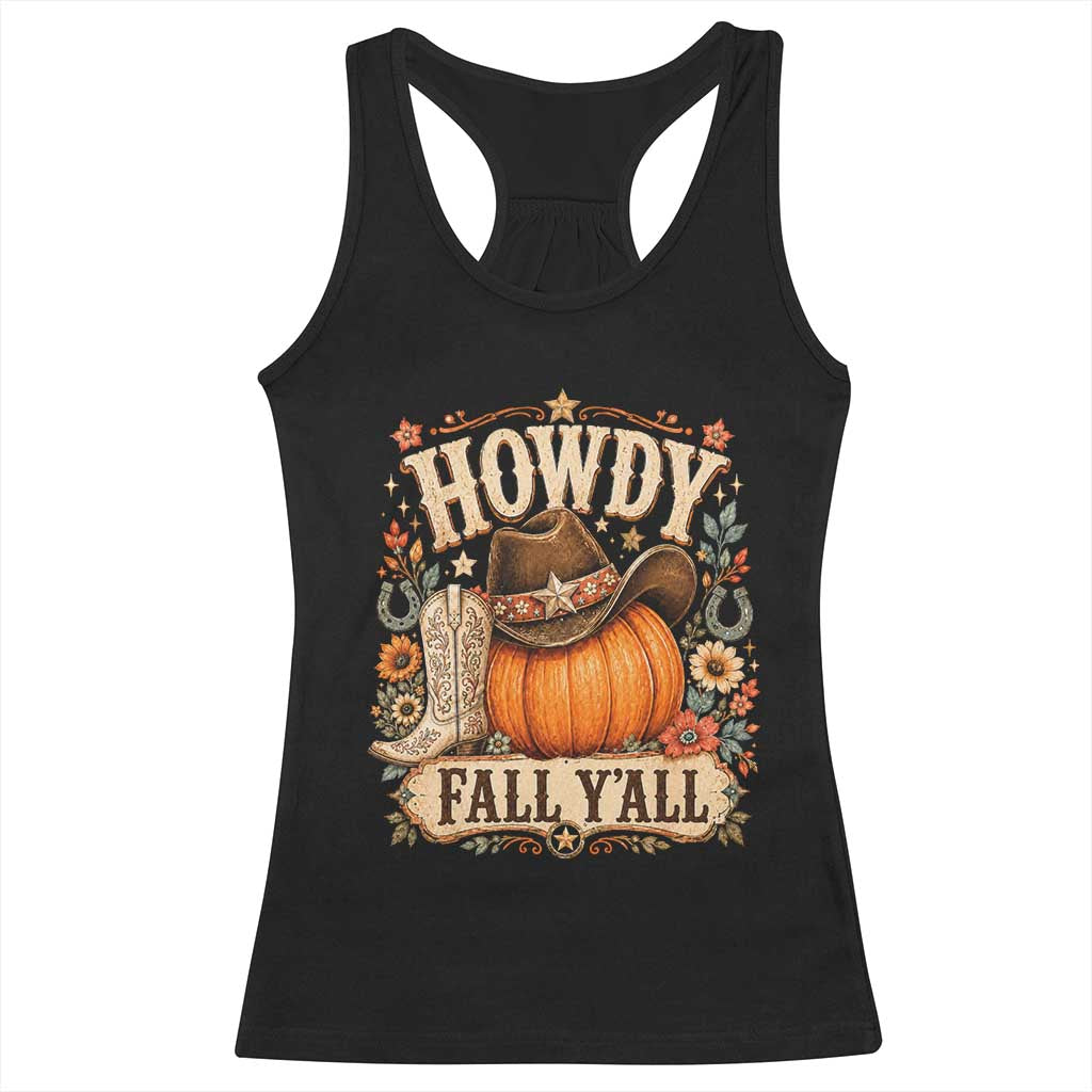 Howdy Pumpkin Fall Western Cowgirl Racerback Tank Top Thanksgiving Harvest Party Gift