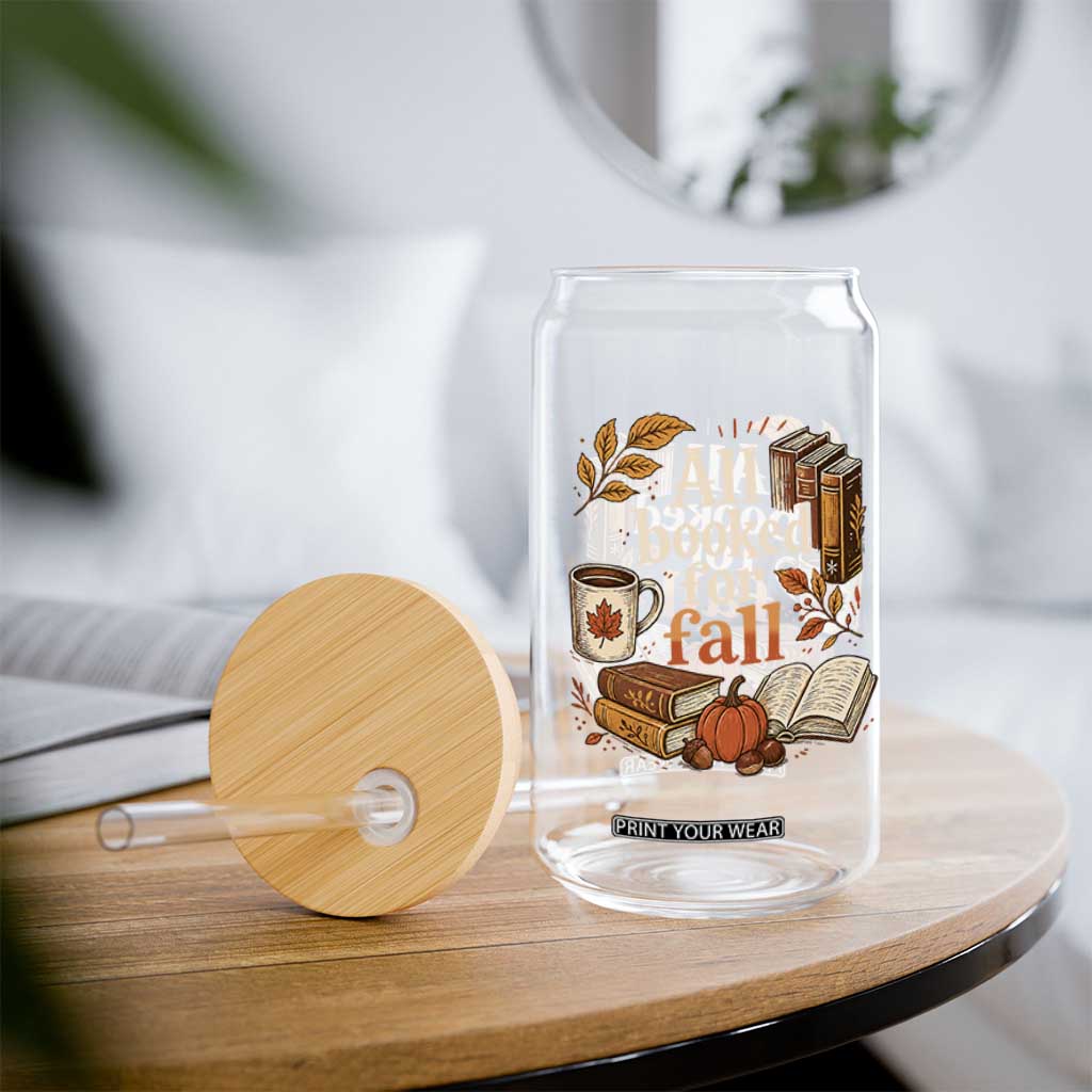 All Booked For Fall Glass Can Cozy Season Autumn Book Lover
