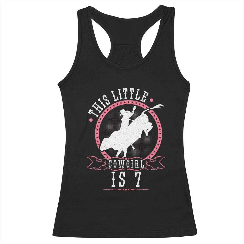 7th Birthday Cowgirl Bull Rider Western Rodeo Party Gift Racerback Tank Top