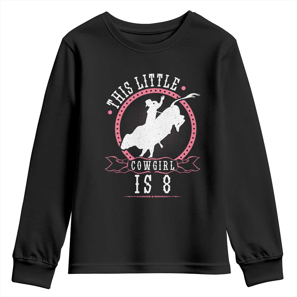 8th Birthday Cowgirl Bull Rider Western Rodeo Party Gift Youth Sweatshirt