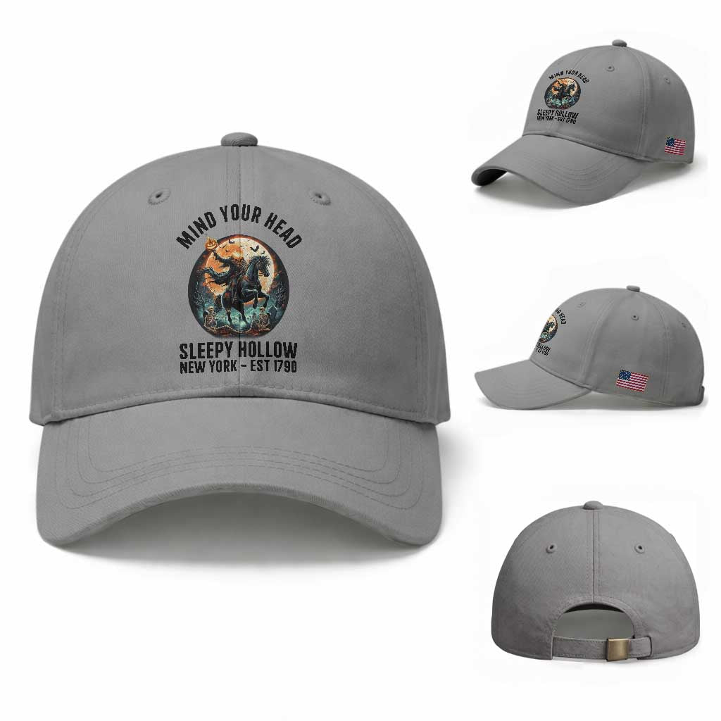 Headless Horseman Baseball Cap Mind Your Head Haunted Gift TS12 Baseball Cap Universal Fit Sport Gray Print Your Wear