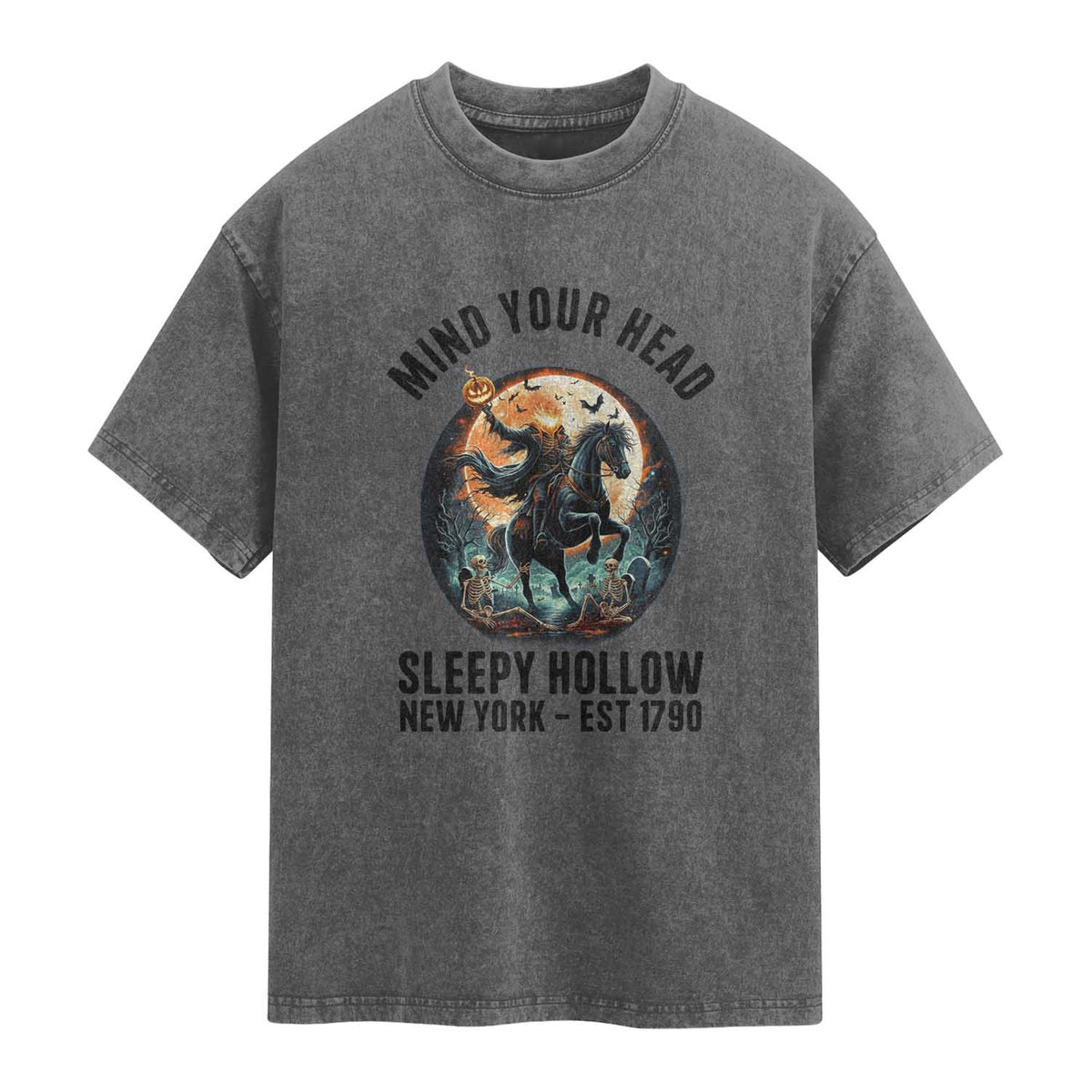 Headless Horseman Washed Cotton T-Shirt Mind Your Head Haunted Gift