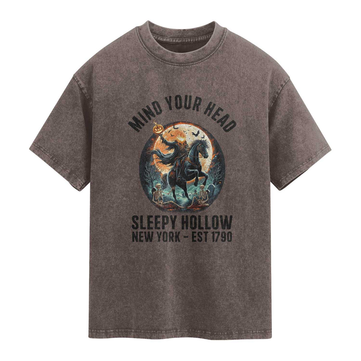 Headless Horseman Washed Cotton T-Shirt Mind Your Head Haunted Gift
