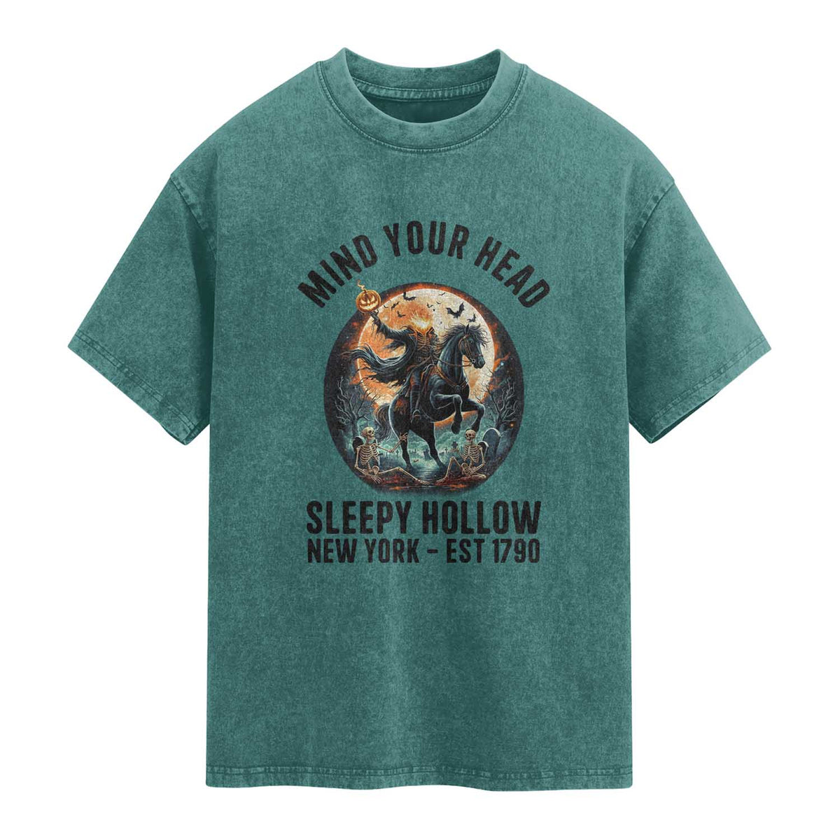 Headless Horseman Washed Cotton T-Shirt Mind Your Head Haunted Gift