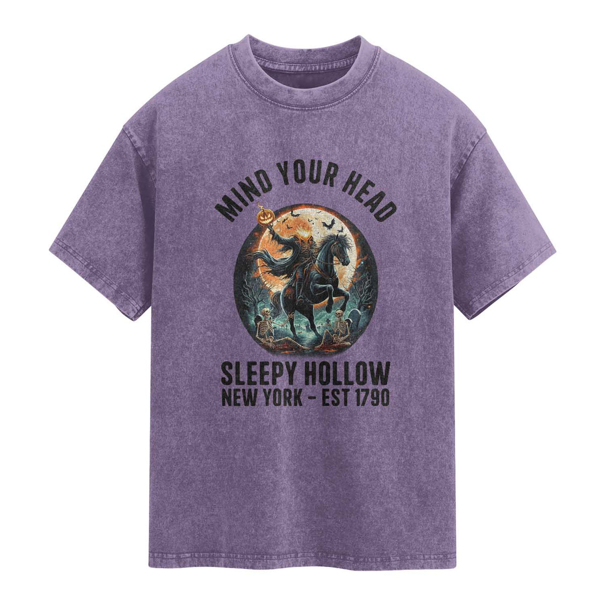 Headless Horseman Washed Cotton T-Shirt Mind Your Head Haunted Gift