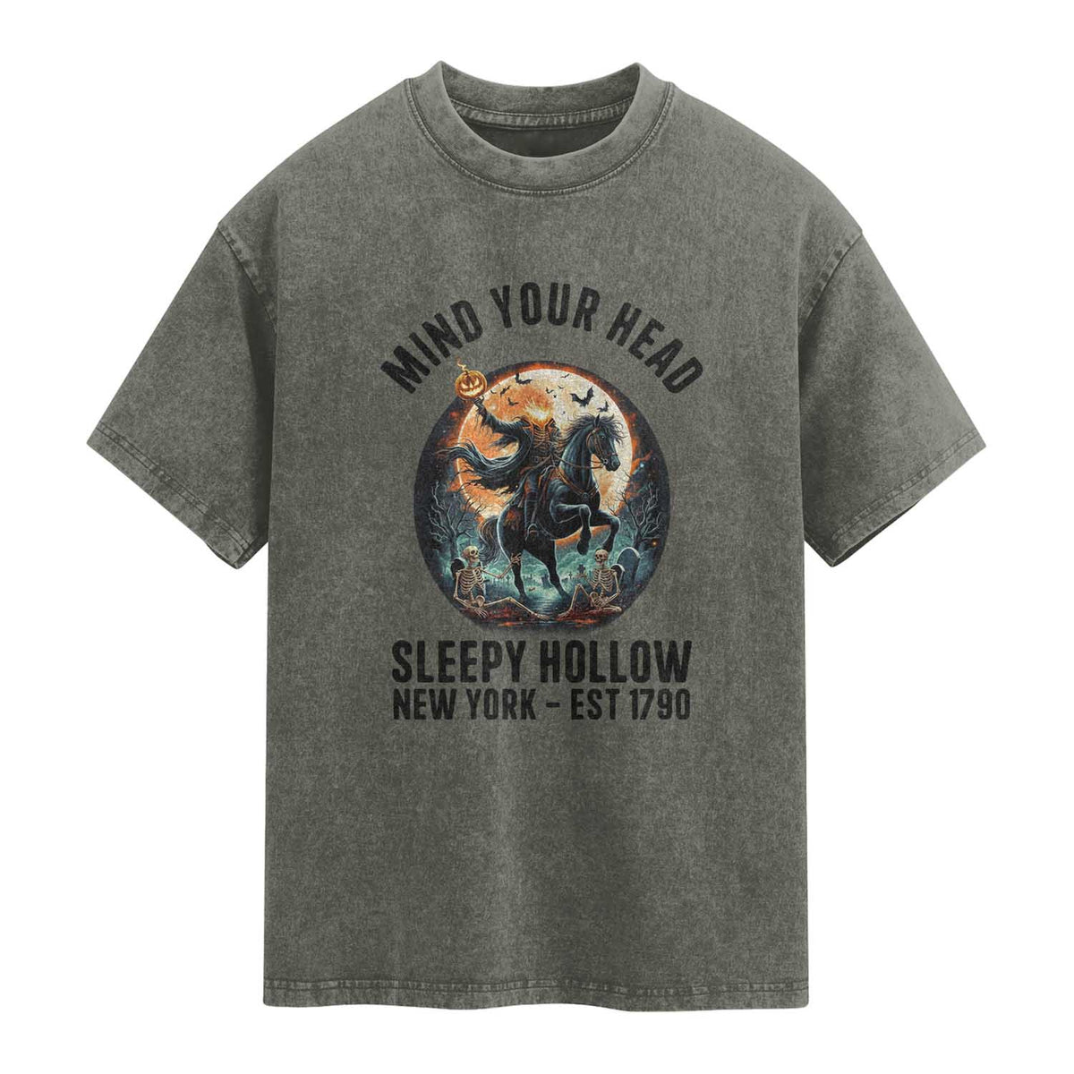 Headless Horseman Washed Cotton T-Shirt Mind Your Head Haunted Gift