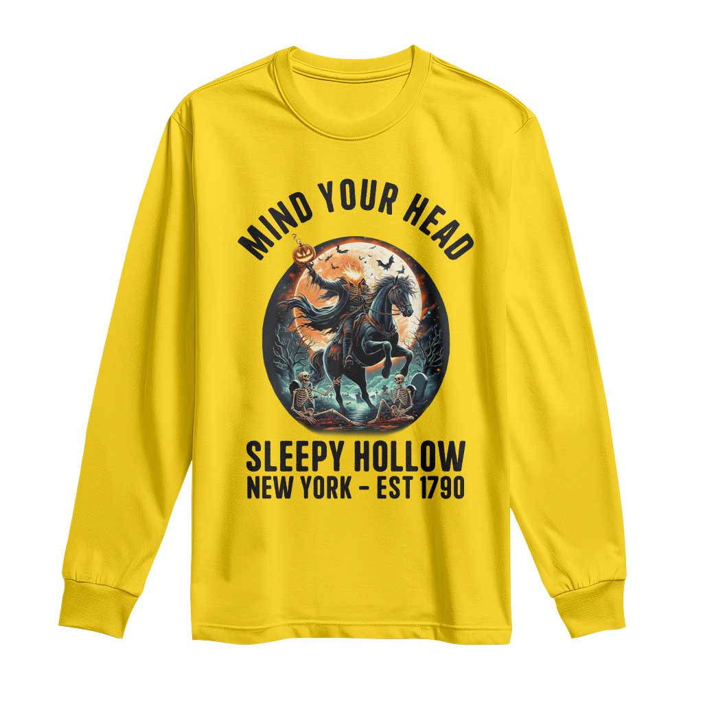 Headless Horseman Long Sleeve Shirt Mind Your Head Haunted Gift TS12 Daisy Print Your Wear