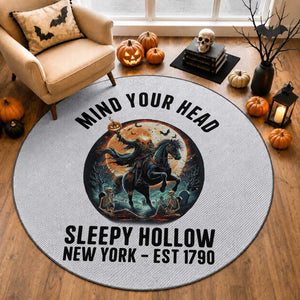 Headless Horseman Round Rug Mind Your Head Haunted Gift