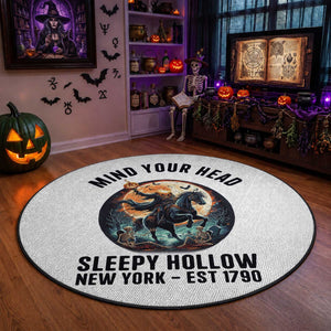 Headless Horseman Round Rug Mind Your Head Haunted Gift