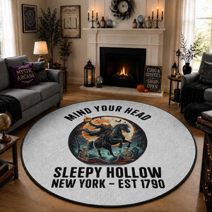Headless Horseman Round Rug Mind Your Head Haunted Gift