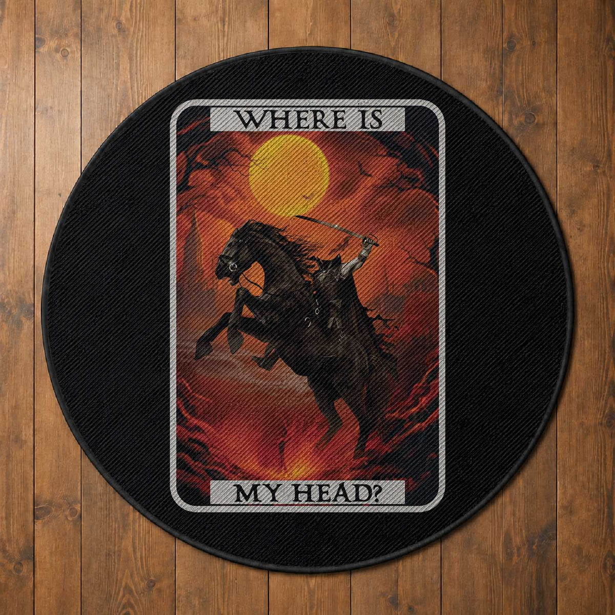 Headless Horseman Round Rug Where Is My Head Gothic Tarot Gift