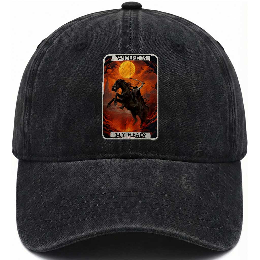 Headless Horseman Washed Cotton Baseball Cap Where Is My Head Gothic Tarot Gift TS12 Print Your Wear