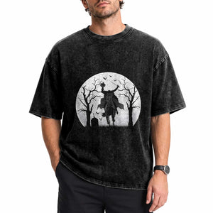 Headless Horseman Washed Cotton T-Shirt Gothic Horror Halloween Gift