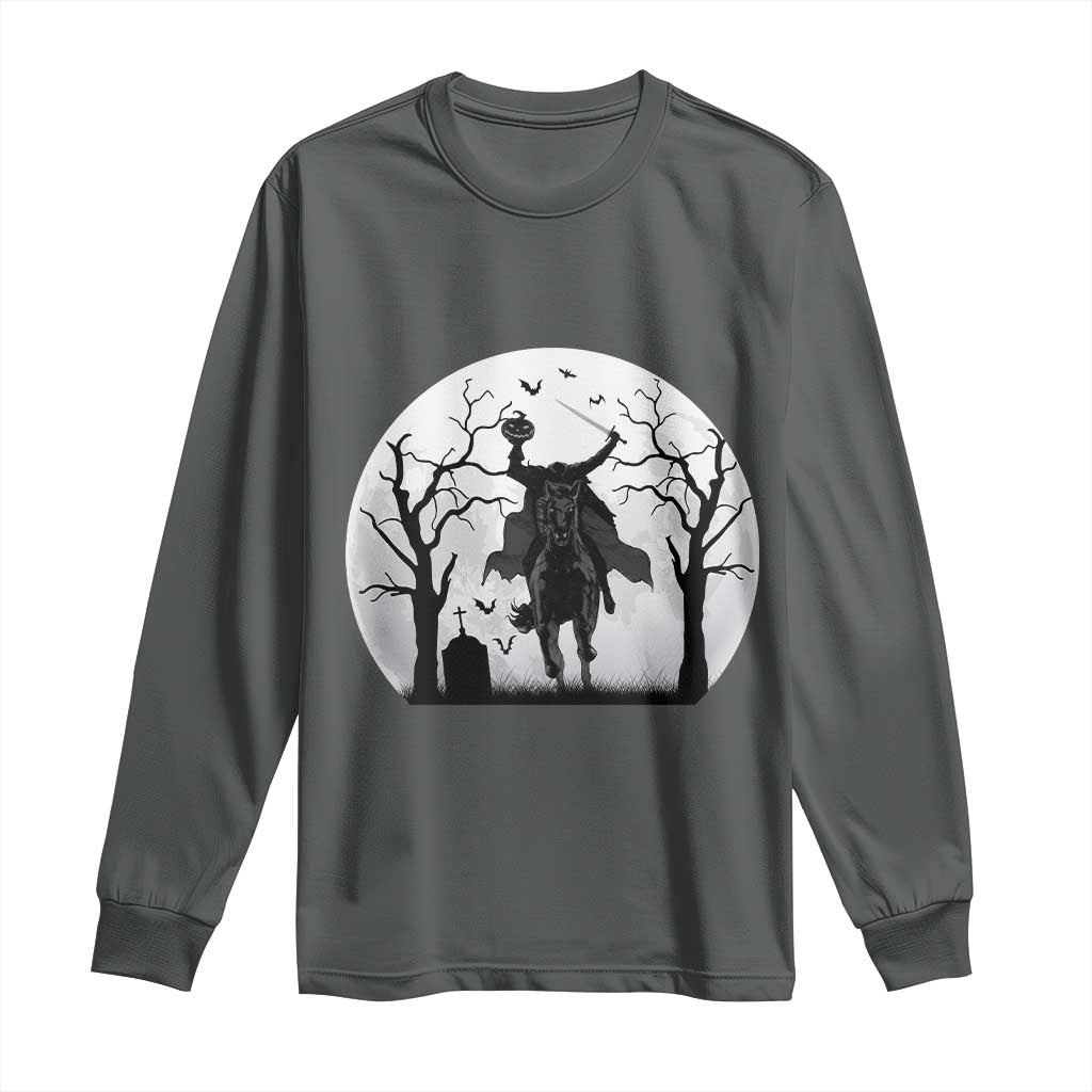 Headless Horseman Long Sleeve Shirt Gothic Horror Halloween Gift TS12 Dark Heather Print Your Wear
