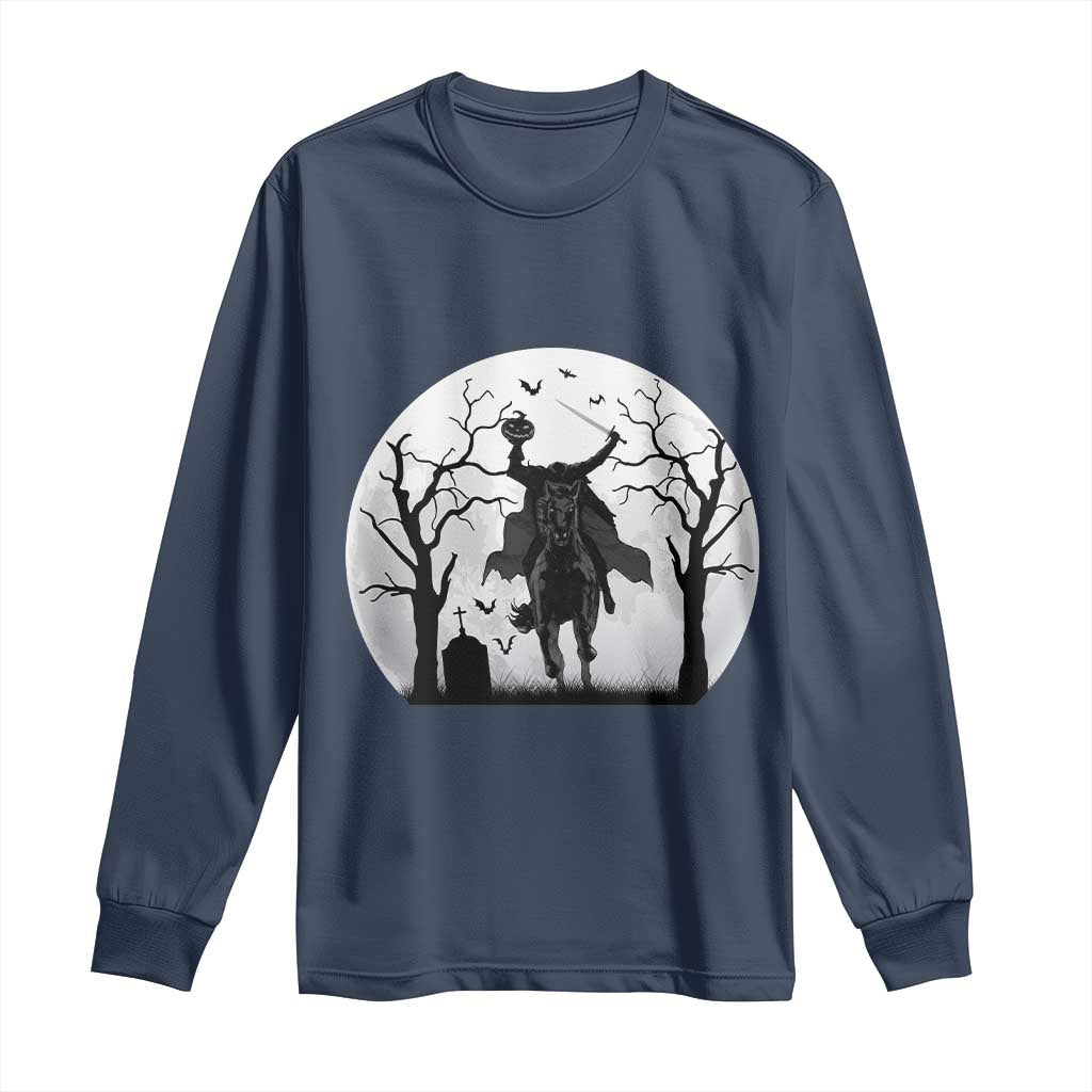 Headless Horseman Long Sleeve Shirt Gothic Horror Halloween Gift TS12 Navy Print Your Wear