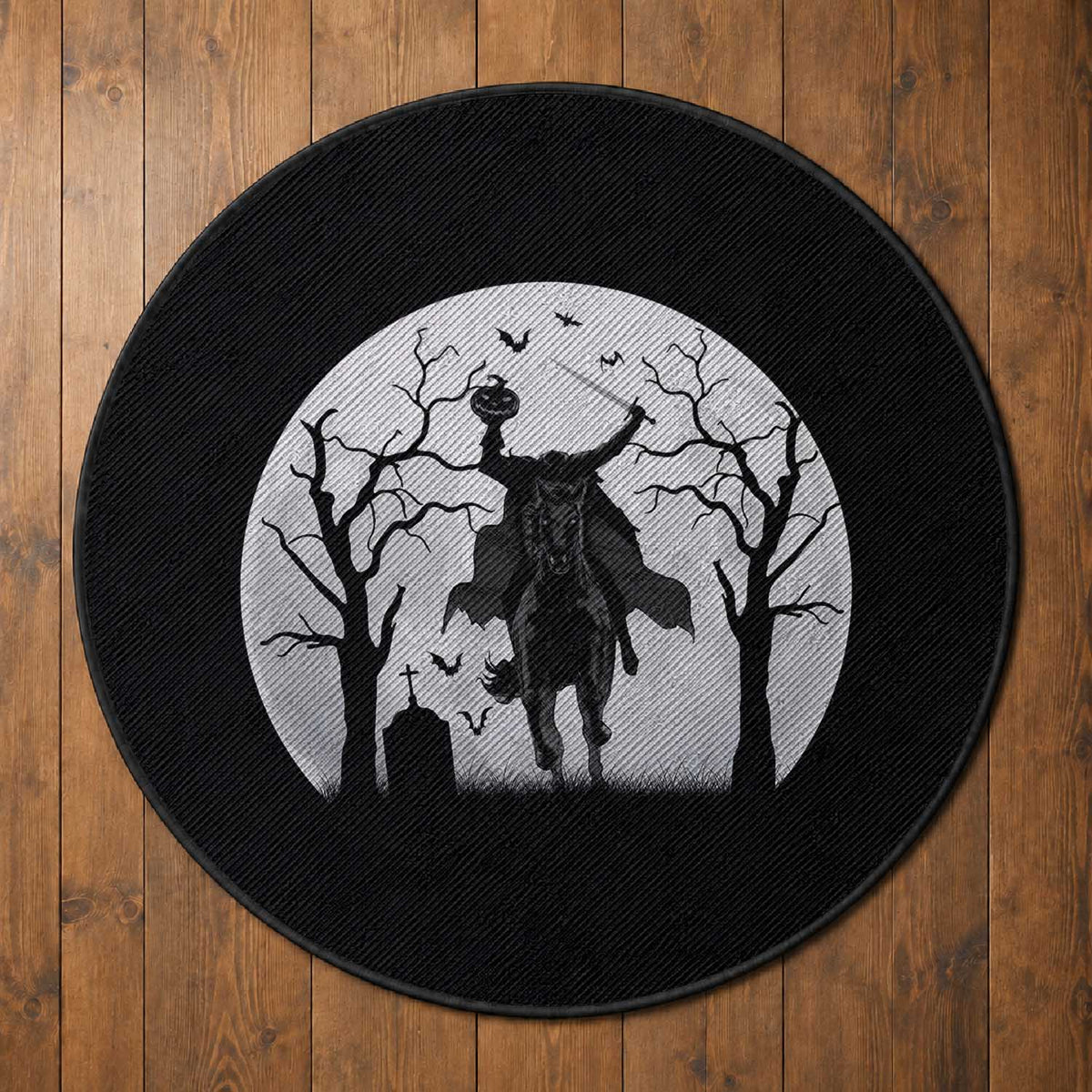 Headless Horseman Round Rug Gothic Horror Halloween Gift