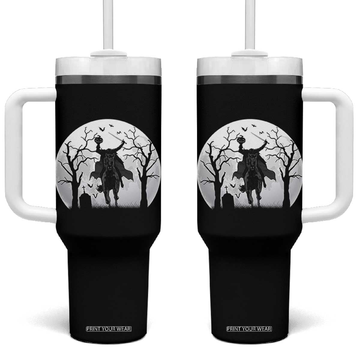 Headless Horseman Tumbler With Handle Gothic Horror Halloween Gift TS12 One Size: 40 oz Black Print Your Wear