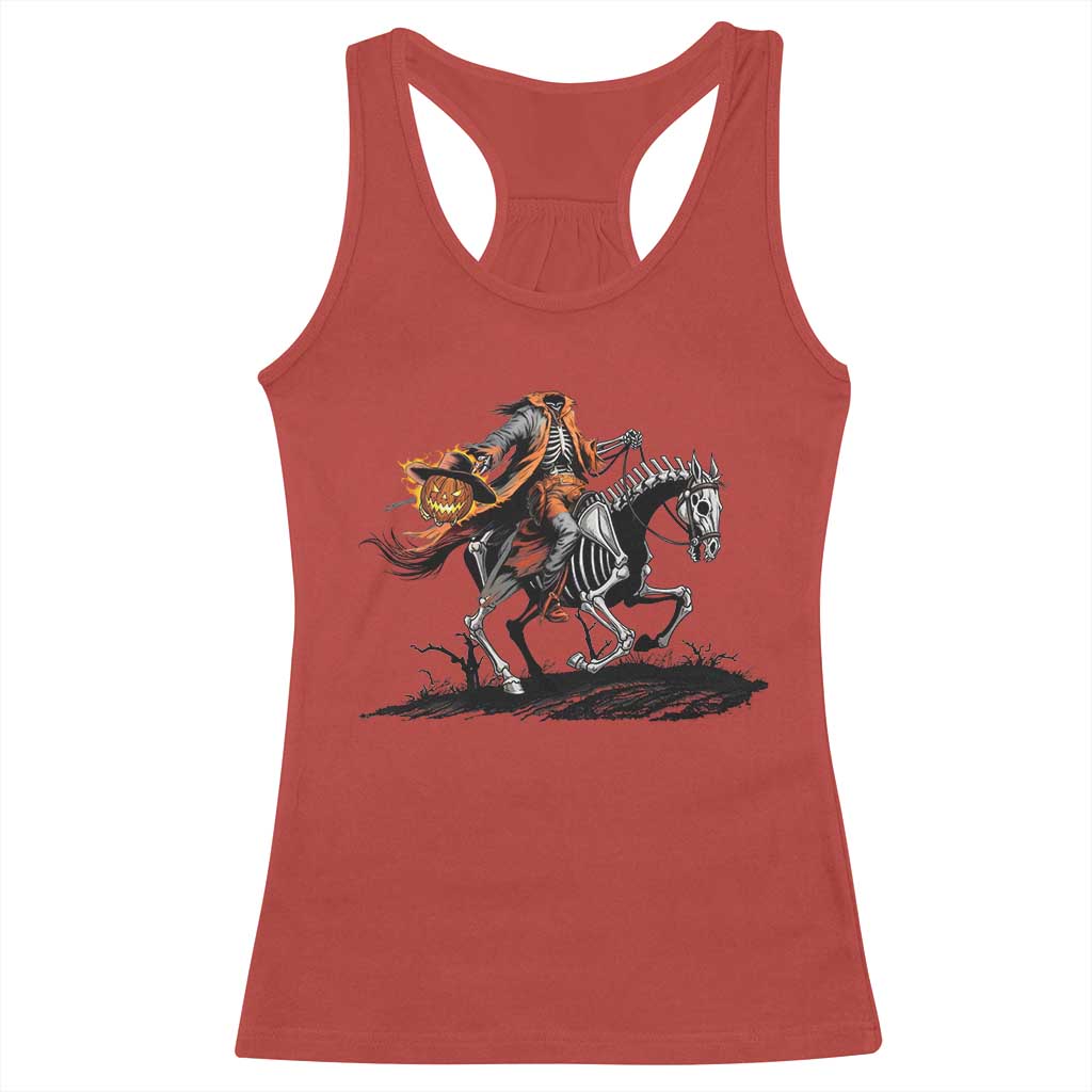Spooky Skeleton Headless Cowboy Rider Gift Racerback Tank Top TS12 Red Print Your Wear