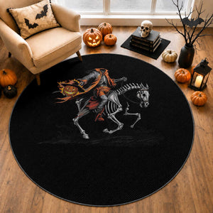 Spooky Skeleton Headless Cowboy Rider Gift Round Rug