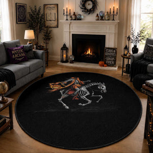 Spooky Skeleton Headless Cowboy Rider Gift Round Rug