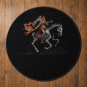 Spooky Skeleton Headless Cowboy Rider Gift Round Rug
