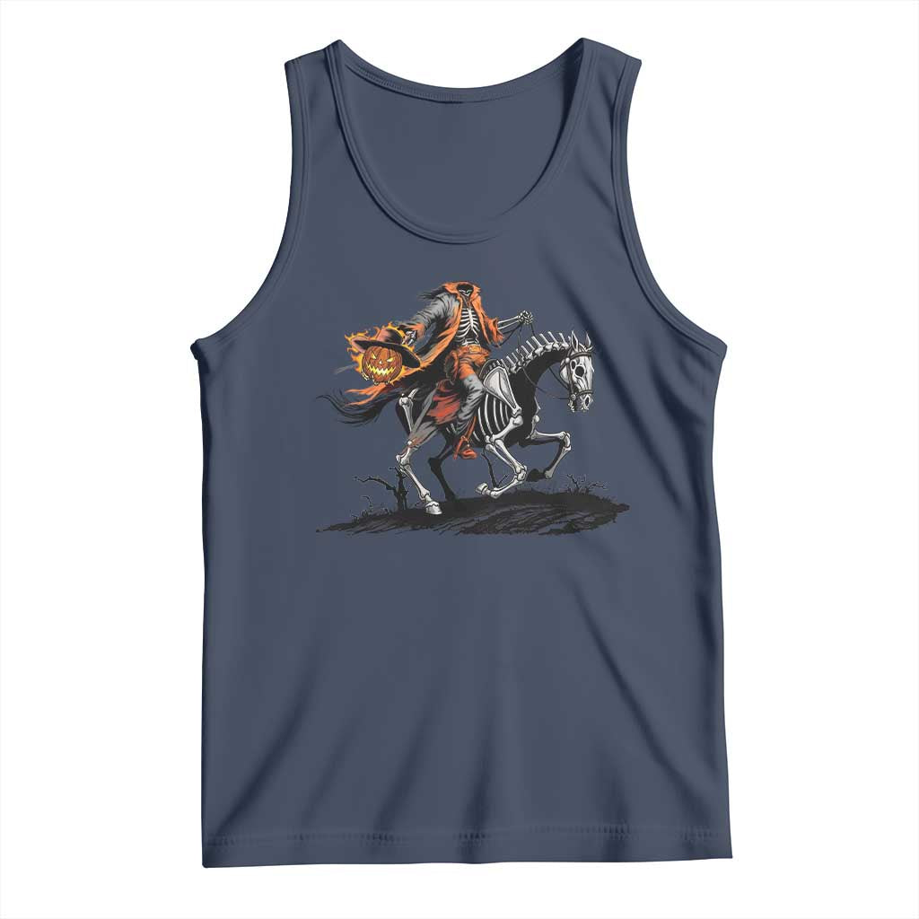 Spooky Skeleton Headless Cowboy Rider Gift Tank Top TS12 Navy Print Your Wear
