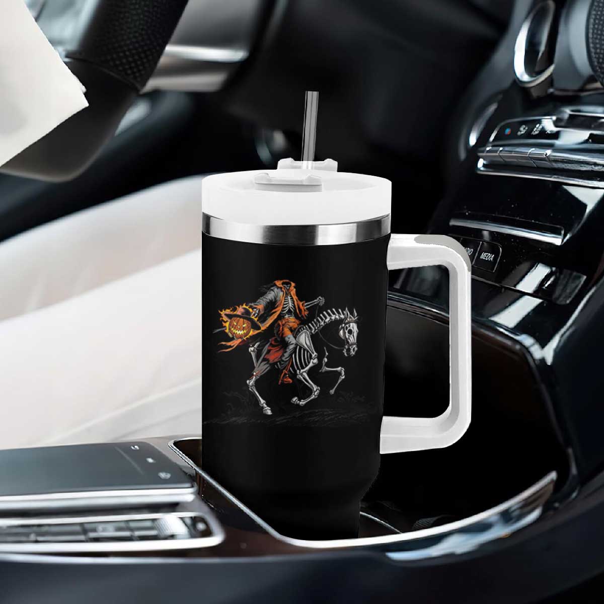 Spooky Skeleton Headless Cowboy Rider Gift Tumbler With Handle TS12 Print Your Wear