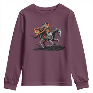 Spooky Skeleton Headless Cowboy Rider Gift Youth Sweatshirt TS12 Maroon Print Your Wear