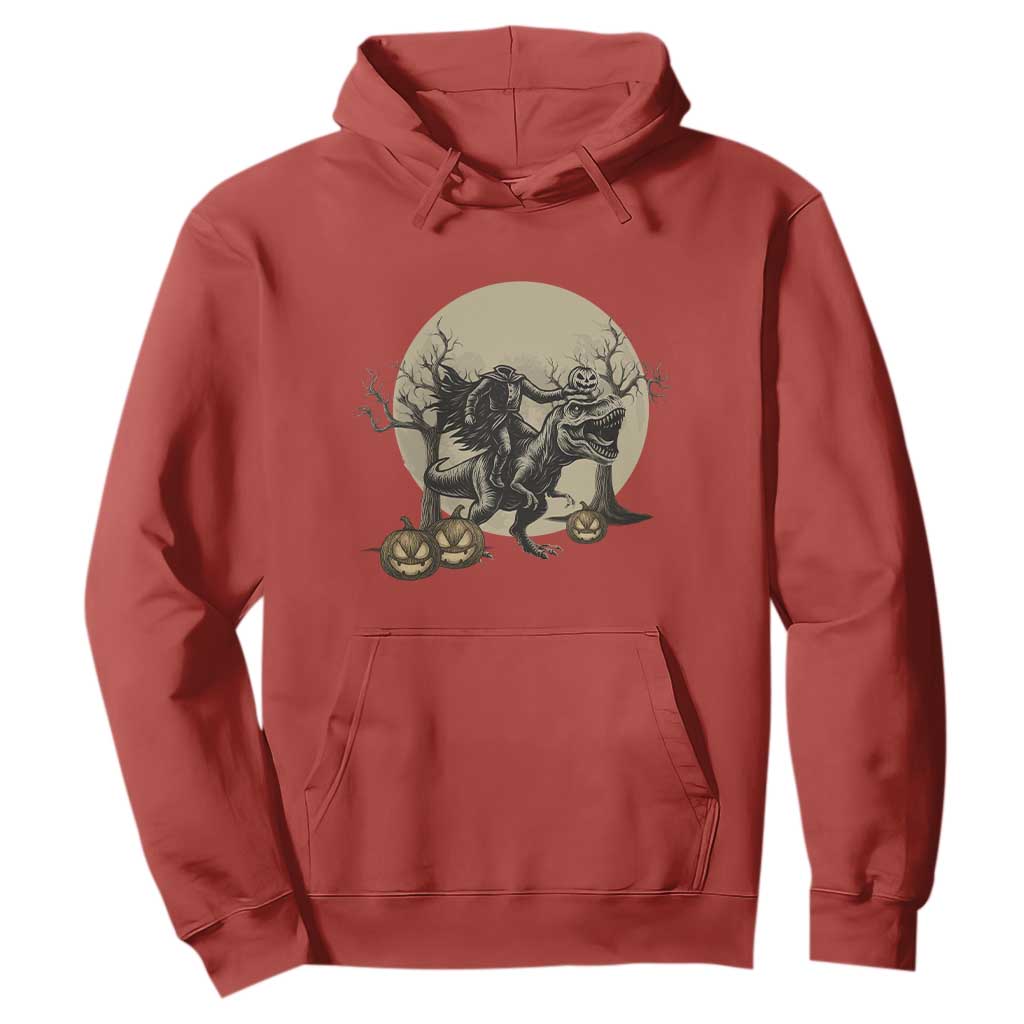 Funny Halloween Gift Hoodie Headless Horseman Riding A Dino TS12 Red Print Your Wear