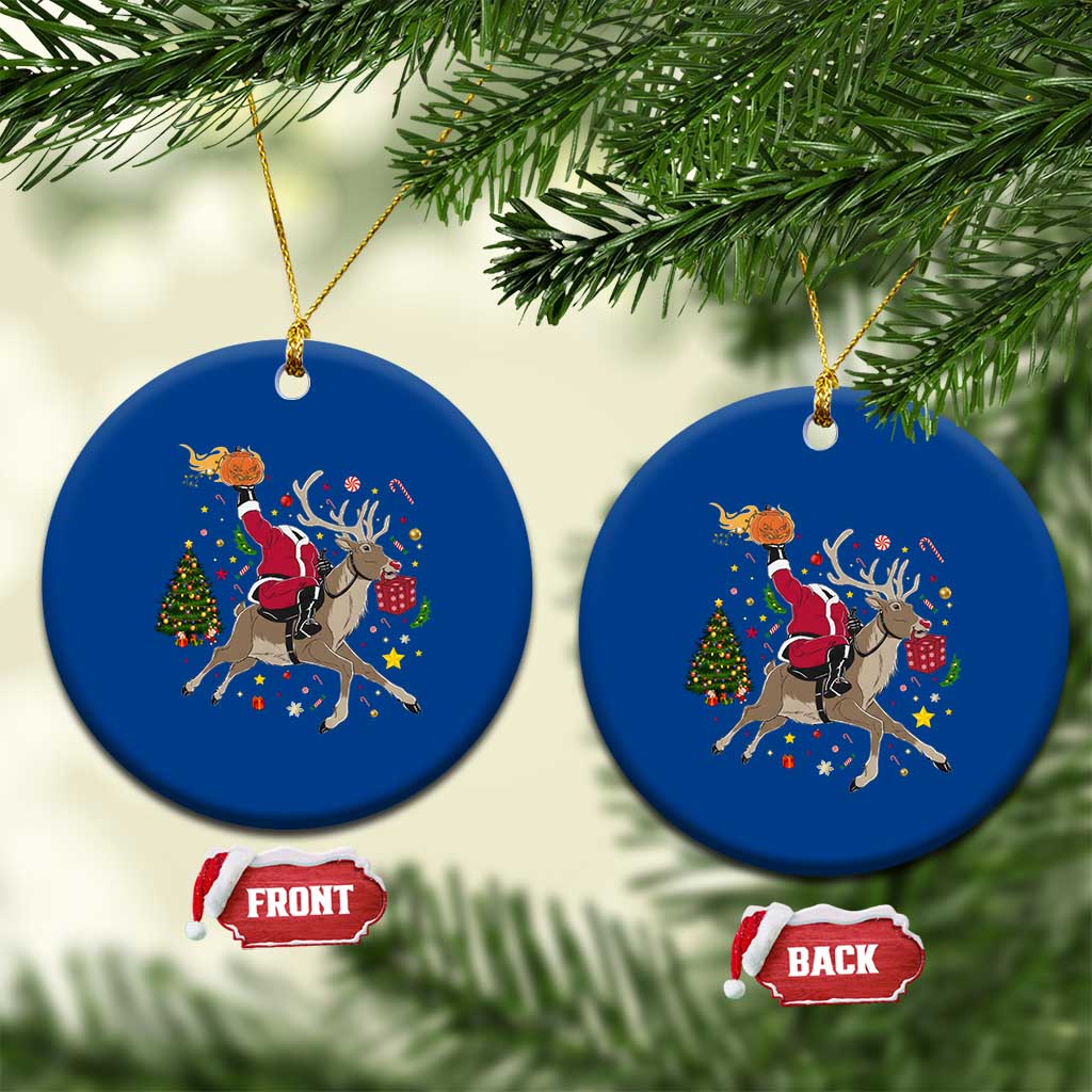Funny Santa Headless Horseman Ceramic Ornament Xmas Halloween Gift TS12 1pc Blue Print Your Wear