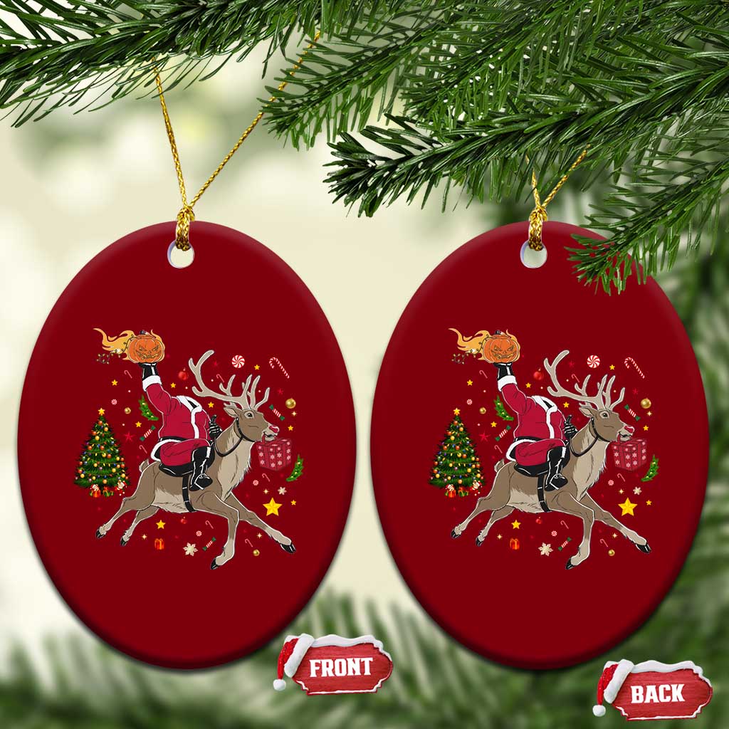Funny Santa Headless Horseman Ceramic Ornament Xmas Halloween Gift TS12 Print Your Wear