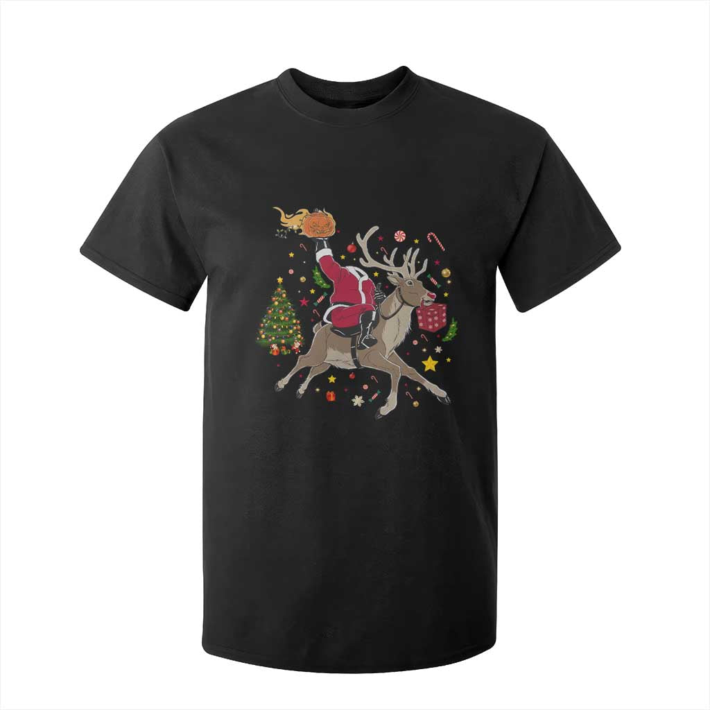 Funny Santa Headless Horseman T Shirt For Kid Christmas Halloween Gift TS12 Black Print Your Wear