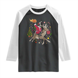 Funny Santa Headless Horseman Raglan Shirt Christmas Halloween Gift TS12 Black White Print Your Wear