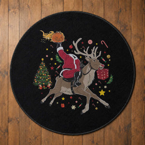 Funny Santa Headless Horseman Round Rug Christmas Halloween Gift