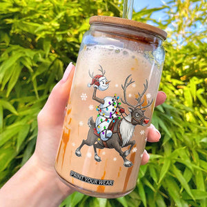Funny Snowman Headless Horseman Glass Can Christmas Halloween Gift TS12 Black Print Your Wear