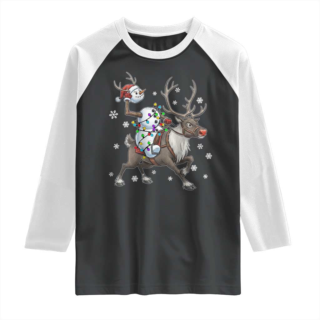 Funny Snowman Headless Horseman Raglan Shirt Christmas Halloween Gift TS12 Black White Print Your Wear