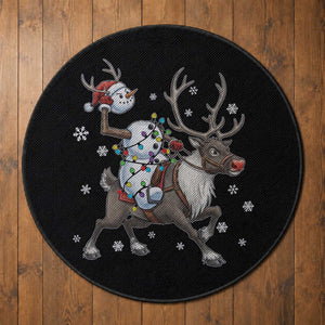 Funny Snowman Headless Horseman Round Rug Christmas Halloween Gift