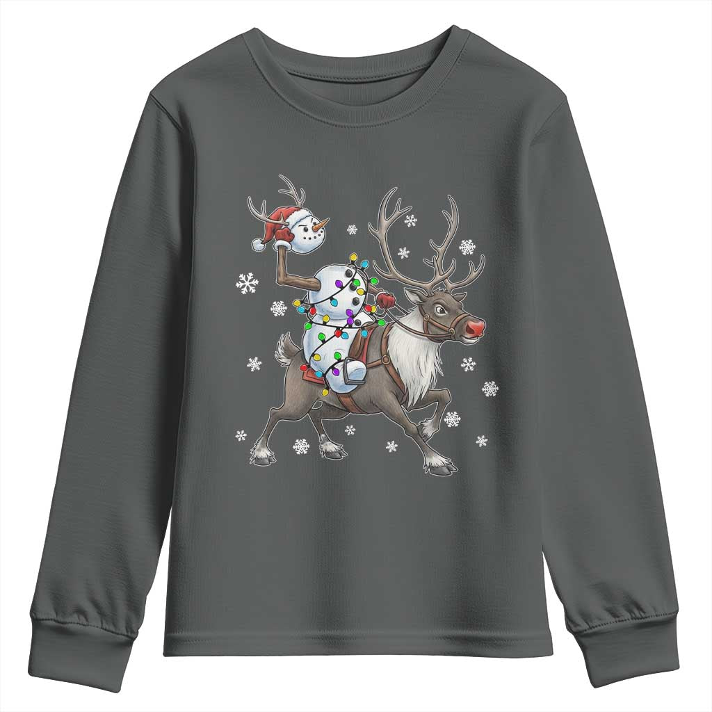 Funny Snowman Headless Horseman Youth Sweatshirt Christmas Halloween Gift TS12 Dark Heather Print Your Wear