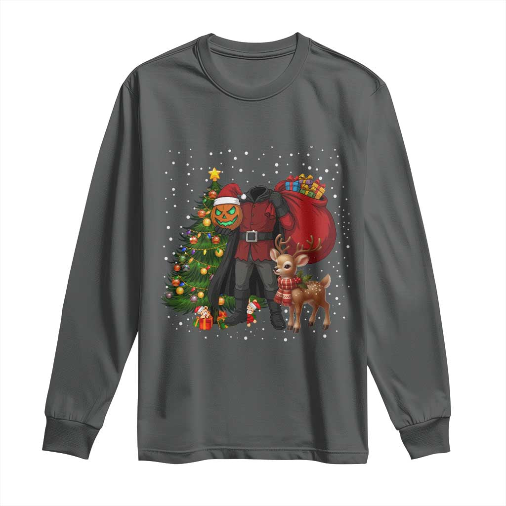 Headless Horseman Santa Long Sleeve Shirt Funny Christmas Mashup Gift TS12 Dark Heather Print Your Wear